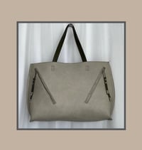 Image 2 of STEVE MADDEN taupe and army green vegan leather square handbag