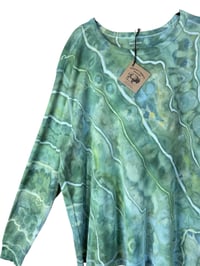 Image 5 of XXL Unisex Adult Waffle Long Sleeve Shirt in Verdant Geode Ice Dye