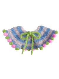 Image 1 of Sofie and Iris Blue, very Soft Pink, Sky Blue,Green and Bubble Gum Pink Striped Mohair Bubble Collar