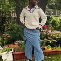 Image 3 of Denim Cargo Midi Skirt