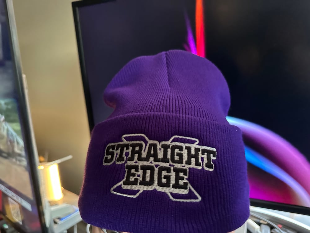 Purple People Eater Straight Edge” Logo Knit Hat With Cuff