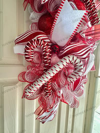 Image 2 of Candy Cane Themed Swag Wreath