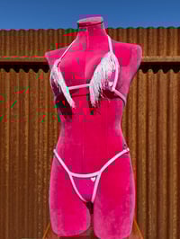 Image 1 of Iridescent White Pink Holo Micro w fringe SET