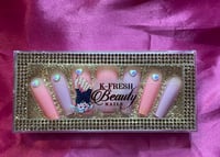 Image 1 of Nails - Long Luxury (Pink Purple Hearts)