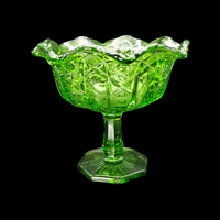 Image 1 of Vintage L.E Smith Heritage Quintec Green Glass Compote