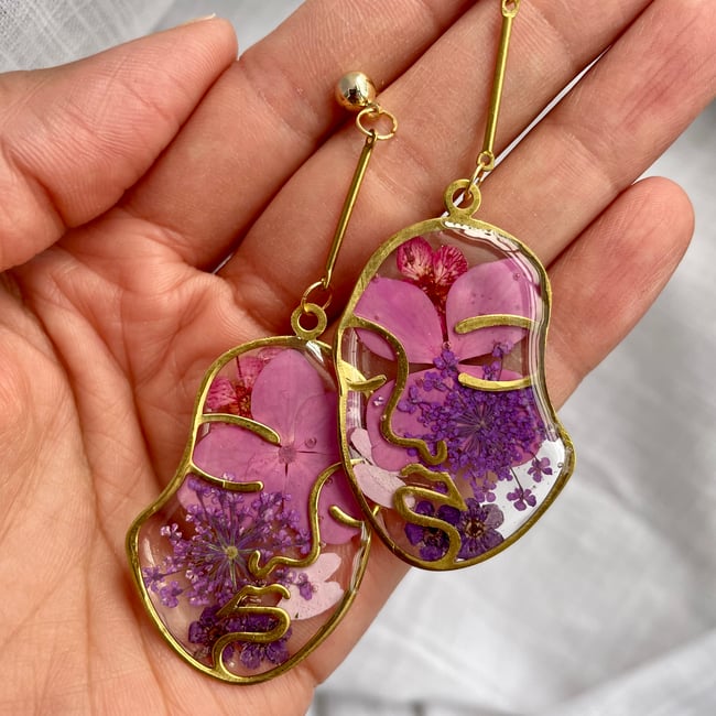 Floral Face Earrings