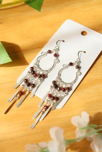 Image 3 of Red Garnet Chandeleier Earrings 