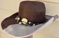 Image 3 of Brown Patchwork Cowboy Hat Gold Circle Band 
