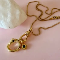 Image 5 of Fine Gold Chain with Swivel Clasp and Snake and Green Twinkle