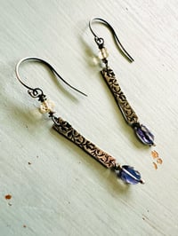 Image 7 of iolite and citrine sterling silver bar dangle earrings