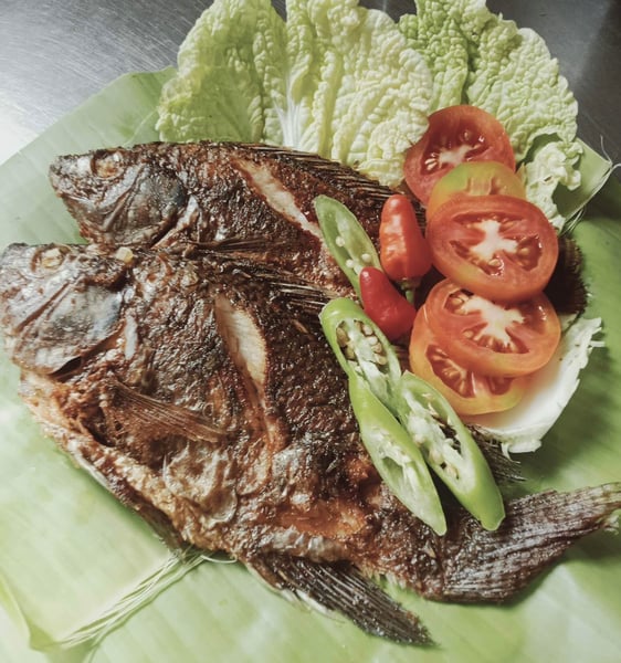 Image of Fried Tilapia 2 pcs includes rice and drink with free delivery