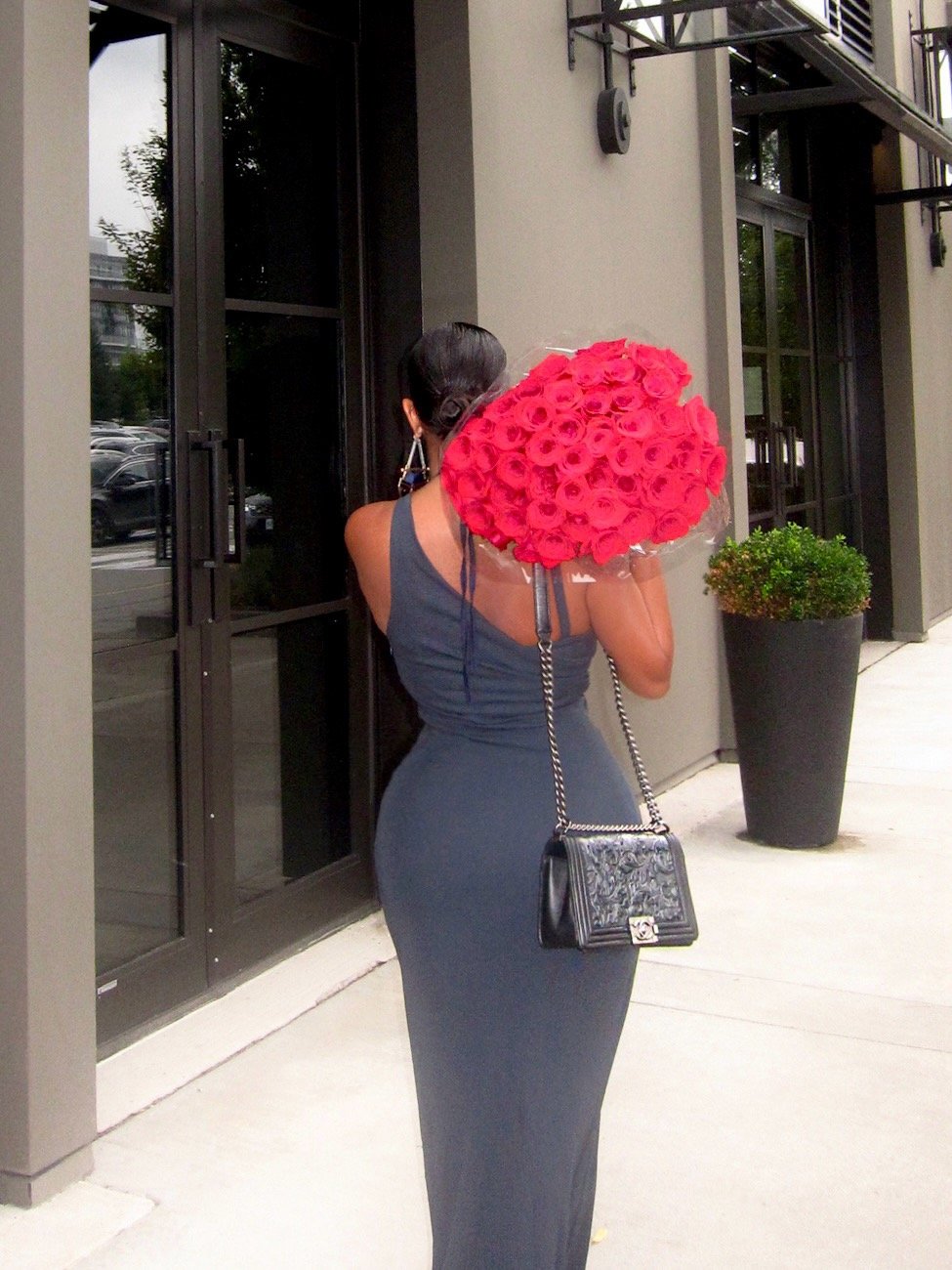 Image of NAVY BLUE DRAPED MAXI DRESS (MEDIUM)