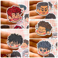 Image 3 of Shohoku Slam Dunk anime manga matte vinyl cute scribbly chibi die cut stickers