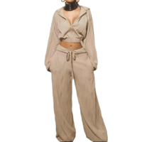 Image 1 of Long Sleeve Hoodie & Wide Leg Zipper Set