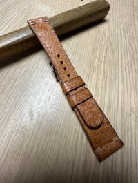 Image 2 of Limited Edition "Hailstone" Tan Calfskin - Hand Distressed Watch Strap