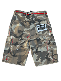 Image 2 of CHOYCE The Brand “Bloodline” Camo Shorts Red 