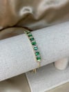 Green Emerald Diamond 14K GoldPlated Adjustable Bracelet 