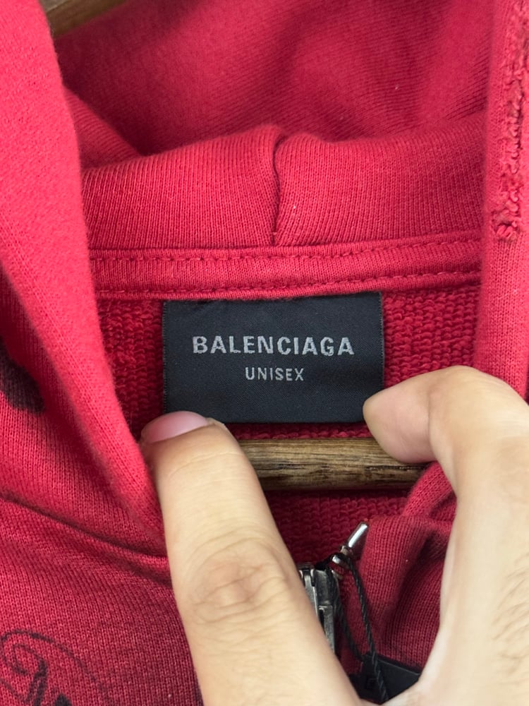 Image of Balenciaga Red Tattoo Zip Up