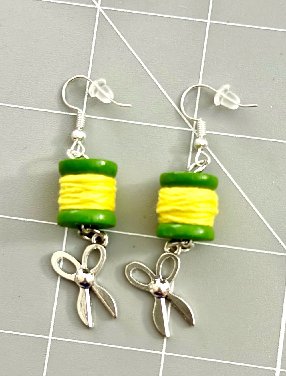 Image of Mini Thread Spools & Scissors Earrings