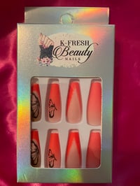 Nails - Long (Orange Tips w/Design)