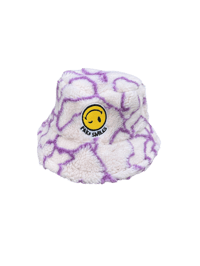 white and purple  Sherpa bucket hat 