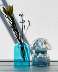 Image 1 of METALLIC BLUE GLASS LAMP