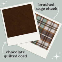 Image 1 of Sage and Tan Check / Chocolate Quilted Corduroy Coat