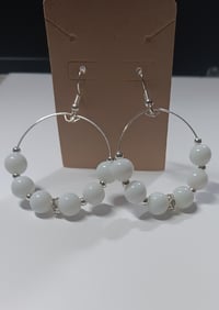 Image 3 of White Beaded Earrings 
