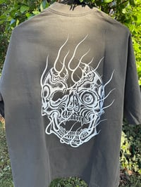 Image 1 of FADED BLACK SLULL FLAME TEE