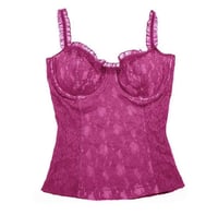 Image 2 of Pink Lace Trim Lingerie Cami - Y2K Hailey Bieber style 