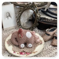 Image 8 of Handmade victorian plum flat elephant with "button wheels"