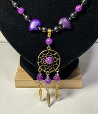 Image 3 of Turquoise (Purple dye) & MAGNETIC Hematite Neckalce 19”