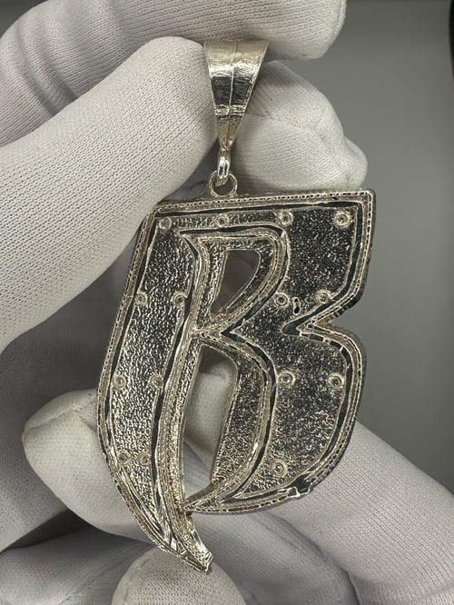 Image of Vintage Sterling Silver & VVS1 Diamond Ruff Ryders "R" Pendant (Custom)