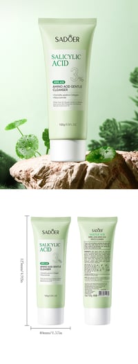 Image 16 of SADOER Salicylic Acid Facial Cleanser Face Wash Foam Face Cleanser Moisturizing Facial Cleansing Hyd