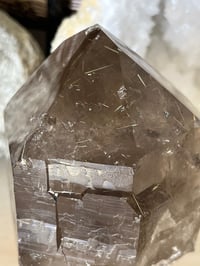 Image 16 of Golden Rutile Smoky Quartz Natural Point On Stand #2664