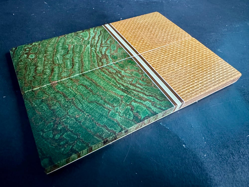 Image of Burlap Micarta & Crosscut Zebrawood GLOW Segmented Knife Scales