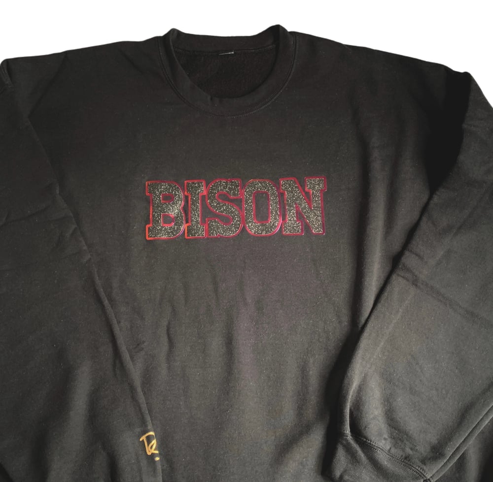 Image of BISON CREW NECK,  Black Glitter with Gold Reflective