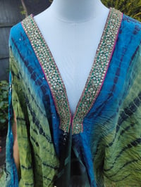 Image 13 of Wanderlust maxi dress Sari tie dye GREEN BLUE upto 8-18 uk