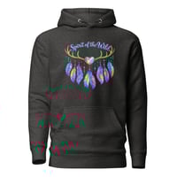 Image 5 of Unisex Hoodie, Spirit Of The Wild Western Antlers Feathers Hoodie