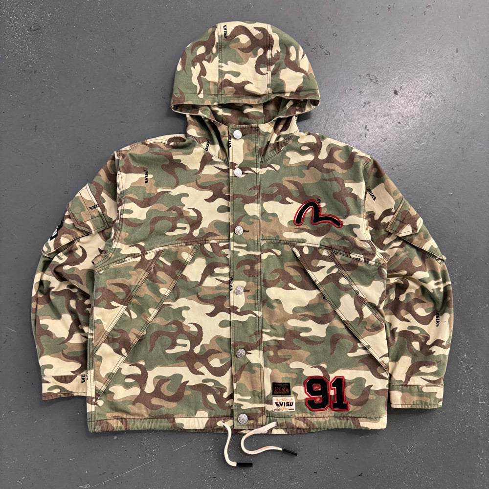 Image of Evisu Camo Patch Multi Pocket Japanese Canvas Jacket