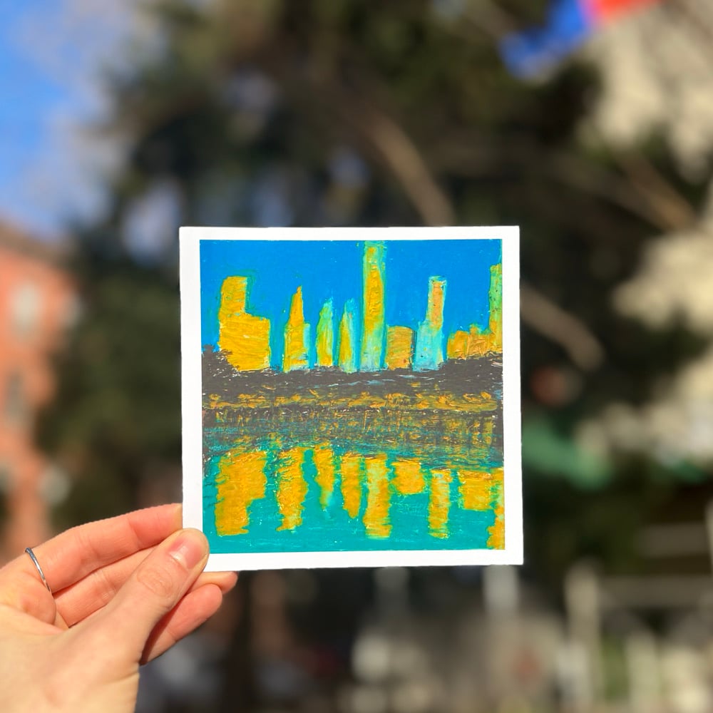 Image of nyc from central park 5x5 mini art print