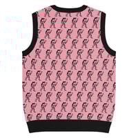 Image 5 of Eugene Teal - Frog with Knife Knit V-neck Vest - Pik and Black