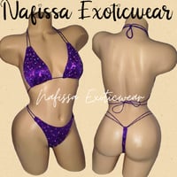 Image 6 of Nafissa Women's Purple Rhinestone 2-Piece Shorts Set 
