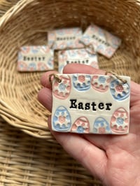 Image 7 of Handmade Ceramic Easter Tile with easter egg motif decoration