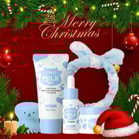 Image 1 of Milk Skincare Set - Hypoallergenic and Moisturizing | Facial Cleanser + Essence + Face Cream + Hair 