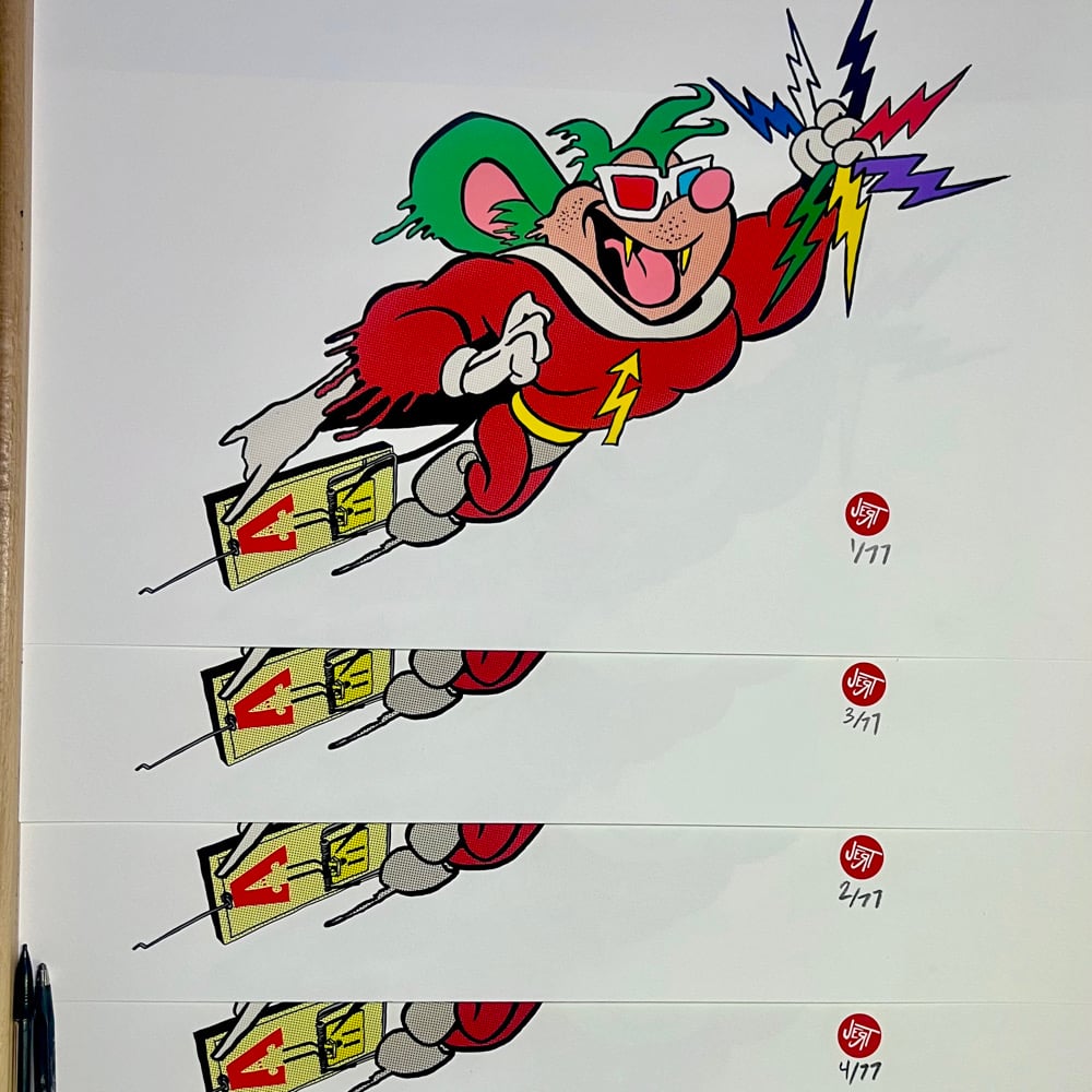 Image of MegaWatt Mouse!- 19x13- archival watercolor paper- hand numbered edition of 77