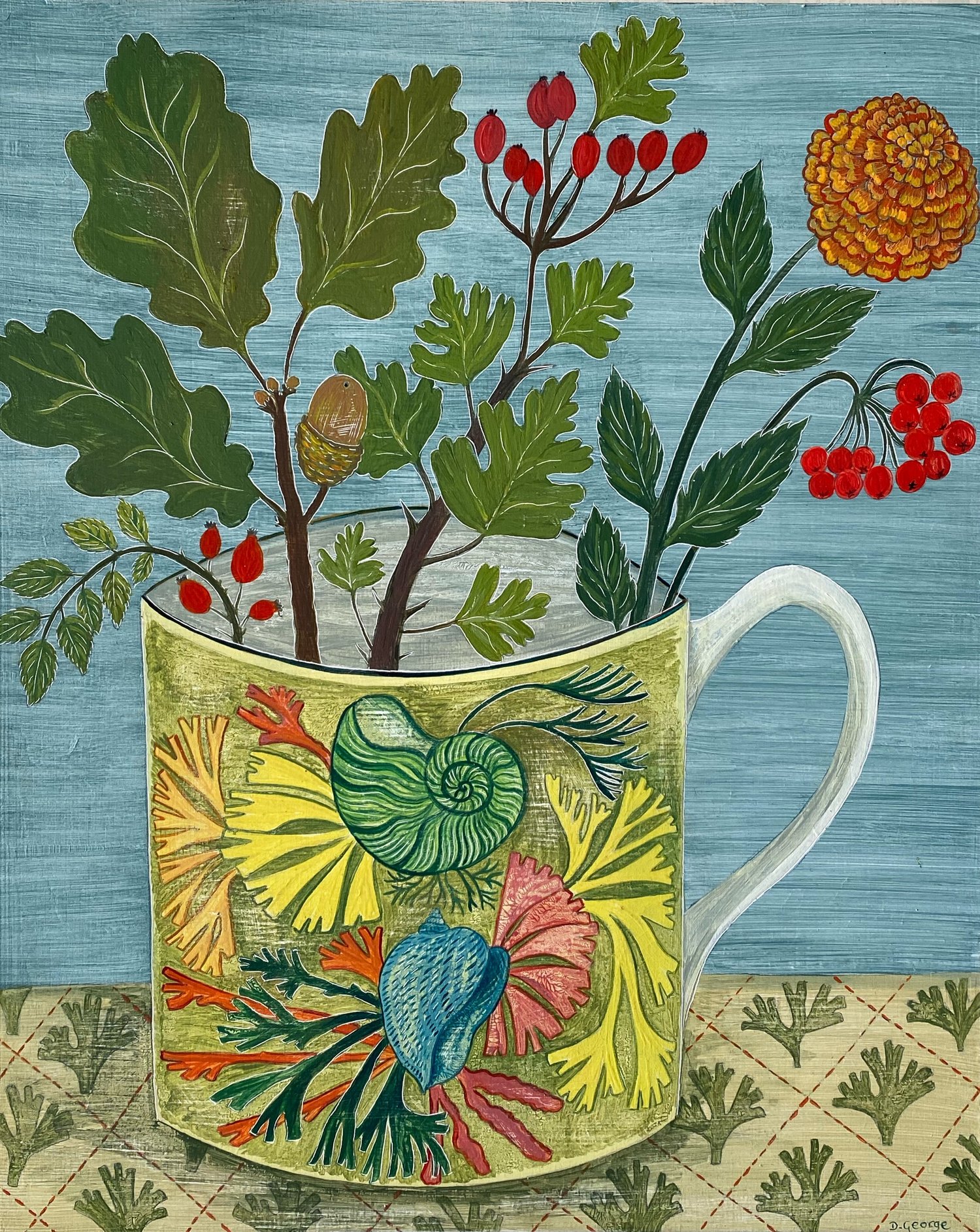 Image of Shell cup and the last Dahlia Giclee print 