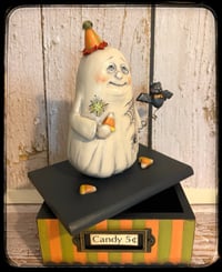 Image 2 of Ghost Candy Container Folk Art Halloween sculpture 