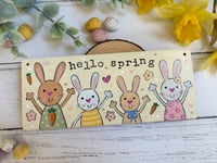 Image 1 of Hello Spring Bunnies Small Plaque 