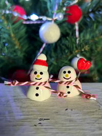 Image 1 of Ceramic Snowmen with a Bobble Hat or a Heart